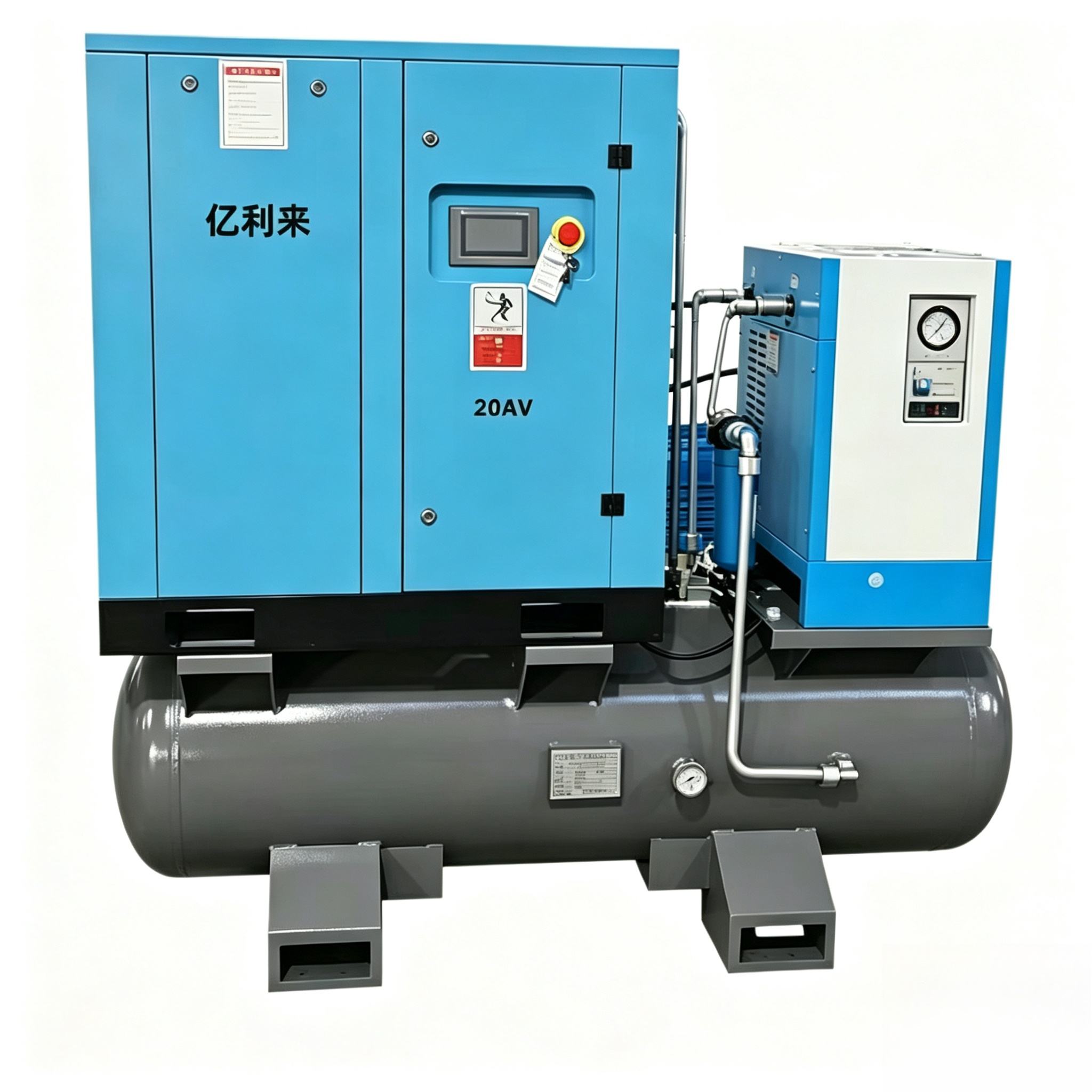 เครื่องอัดอากาศแบบขั้นตอนเดียวความเร็วคงที่ 15kW 4 in 1